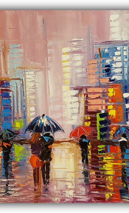 Fresh Colorful Cityscape 60*40 by Anna Reznik