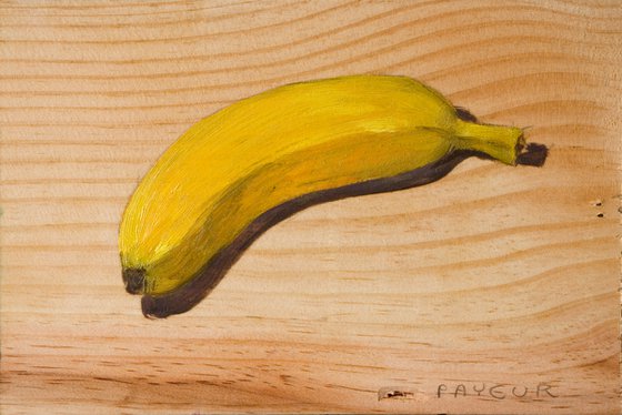 diptych of banana on a wood board for food lovers