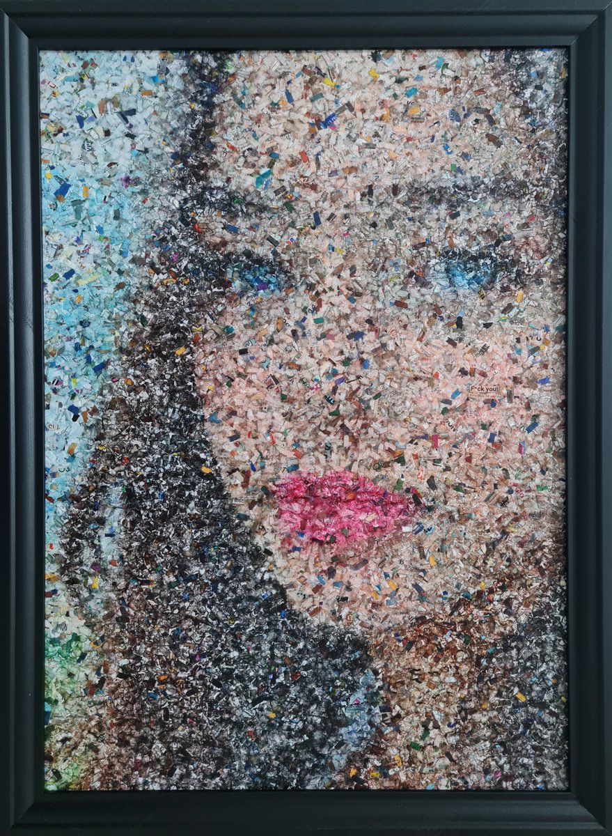 Impressionistic Portrait Collage By Alessio Mazzarulli, 22 X 30, Not Your Doll - 04 (N.664), Original Artwork