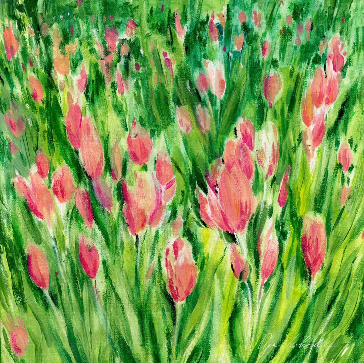 Blooming Tulips Garden by Olga Koelsch