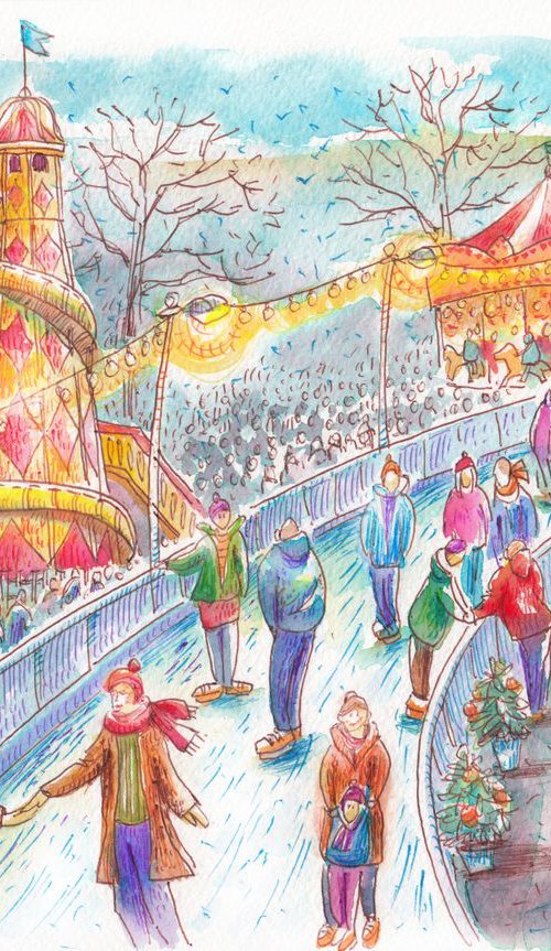Christmas ice rink in Edinburgh. by Maiia Vysotska