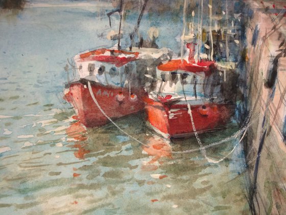 Red boats, Arbroath harbour