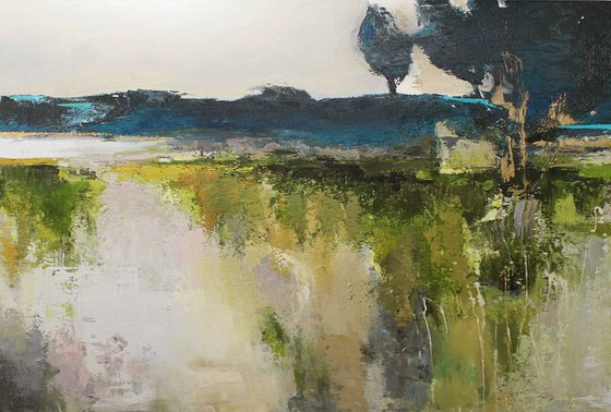 "Green mountain" Abstract acrylic green art