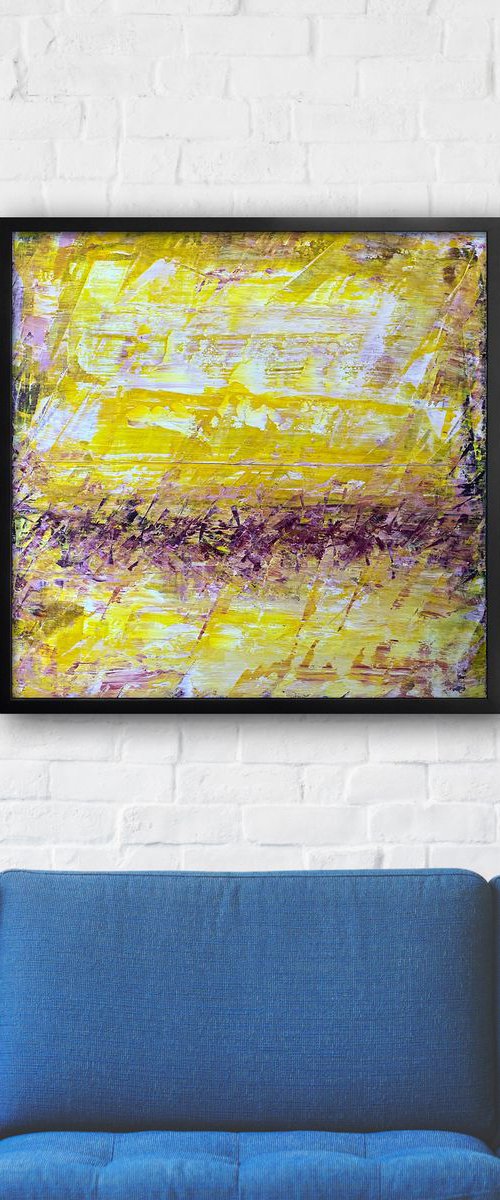 "Watch Me Burn" - Original PMS Abstract Acrylic Painting On Wood, Framed - 26" x 26" by Preston M. Smith (PMS)