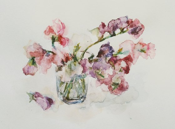 Sweet pea (Inspiration).  Original watercolour painting 2021