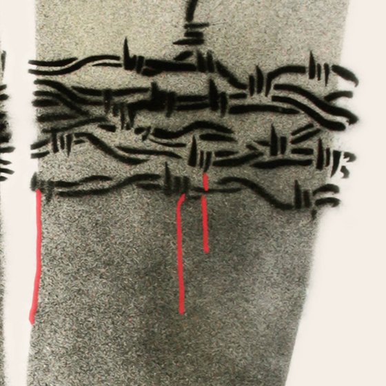 Barbed wire stockings (on plain paper).