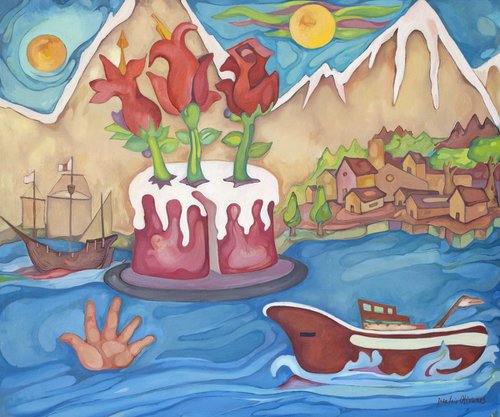 The cake, the hand and the sea by José Luis Olivares