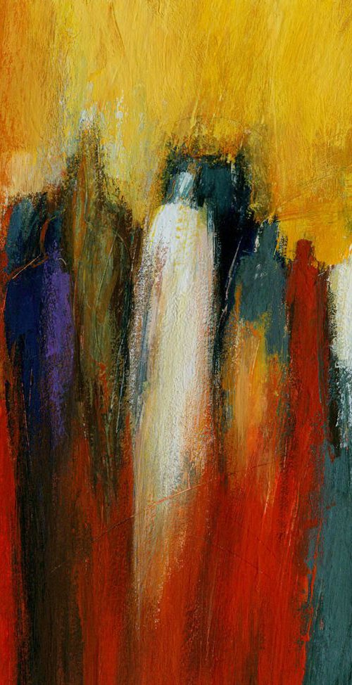 Huddle,original acrylic painting on canvas (60)x(50)c.m ready to hang by Mahtab Alizadeh