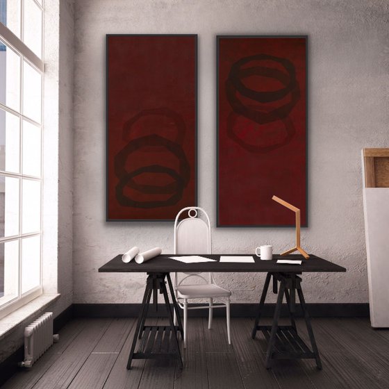 Ways Red - Diptych Painting