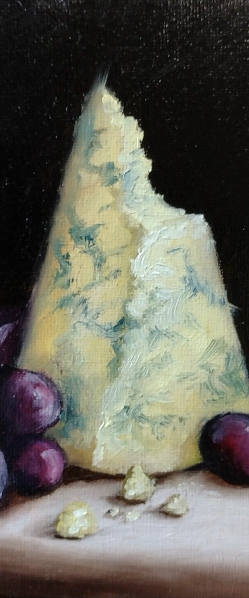 Stilton Cheese with grapes by Jane Palmer Art