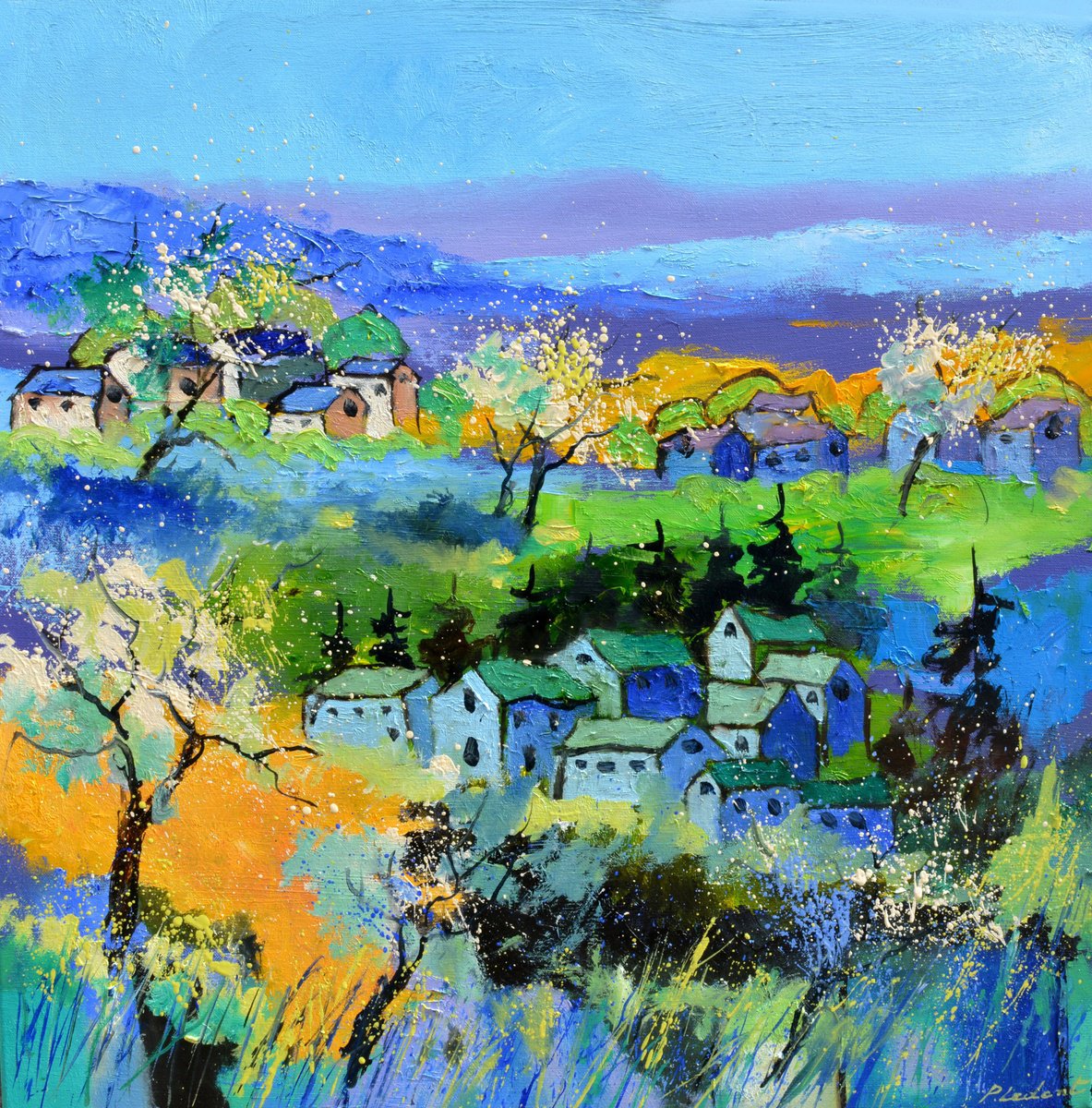 Full Spring In My Countryside -7723 By Pol Henry Ledent, 28 X 28, Artwork For Sale On Artfinder