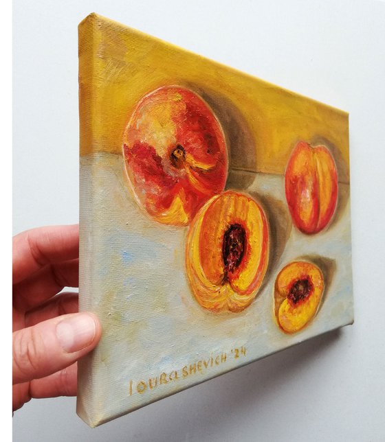 Ripe Peaches on Table