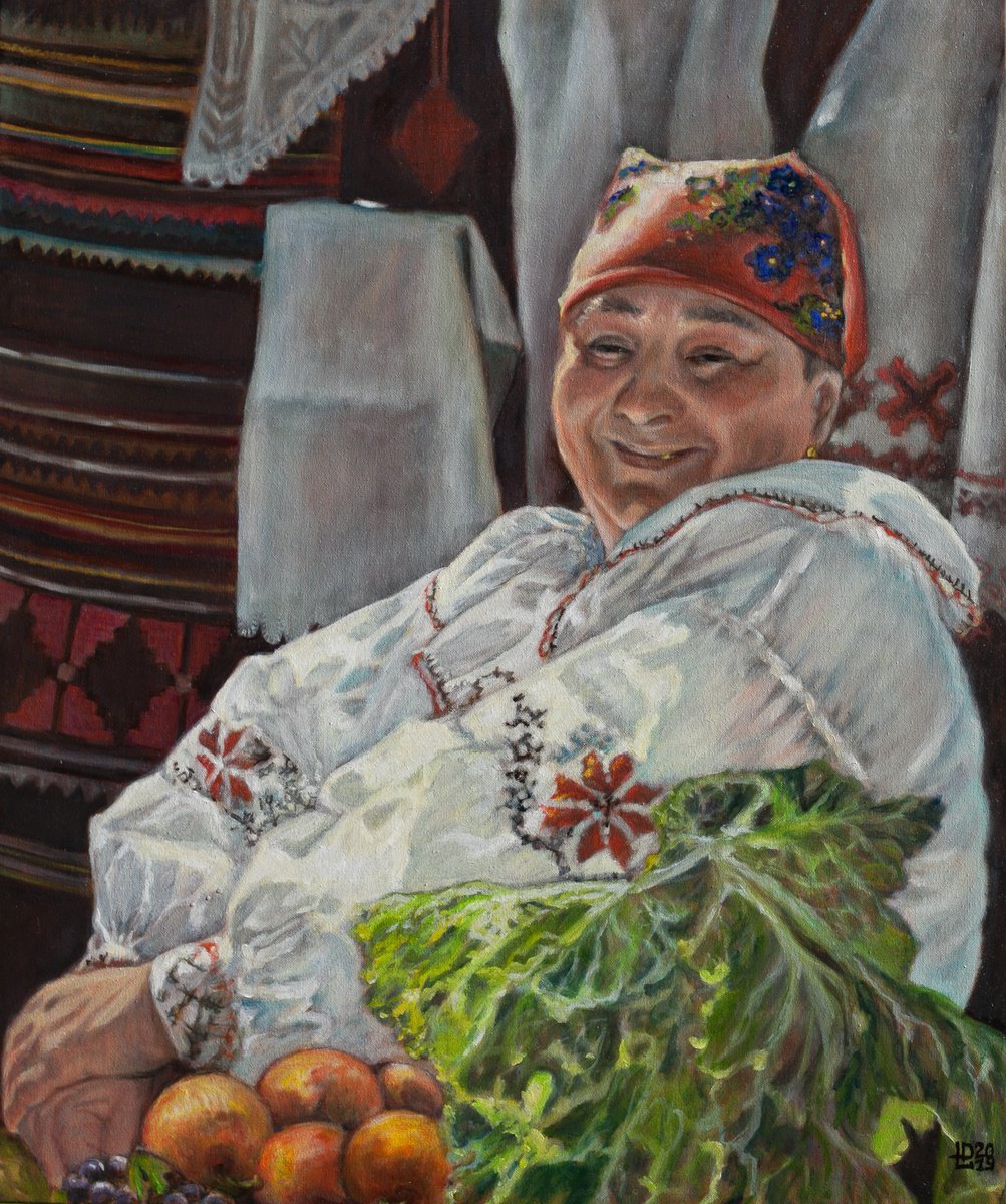 The Cheerful Market Seller by Liudmila Pisliakova