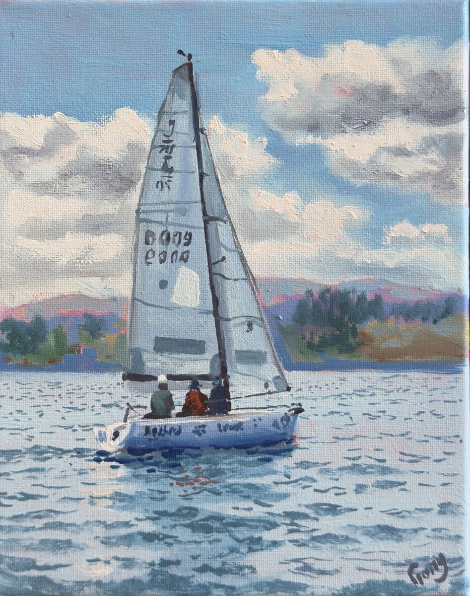Photorealistic Landscape Oil Painting By Garry Arzumanyan, 8 X 10, Seascape With Sailboats 51, Original Artwork