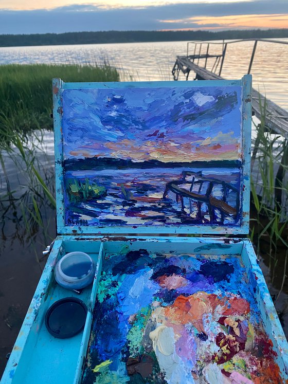 "Sunset in the Volga river"