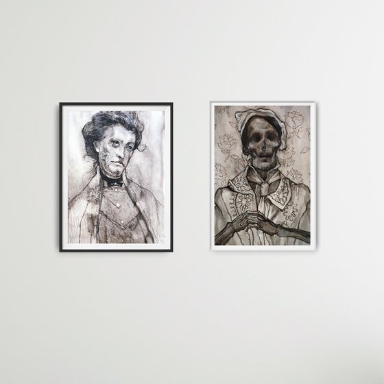 Two artworks: "Sick Lady" and "Jentle Man", big discount!