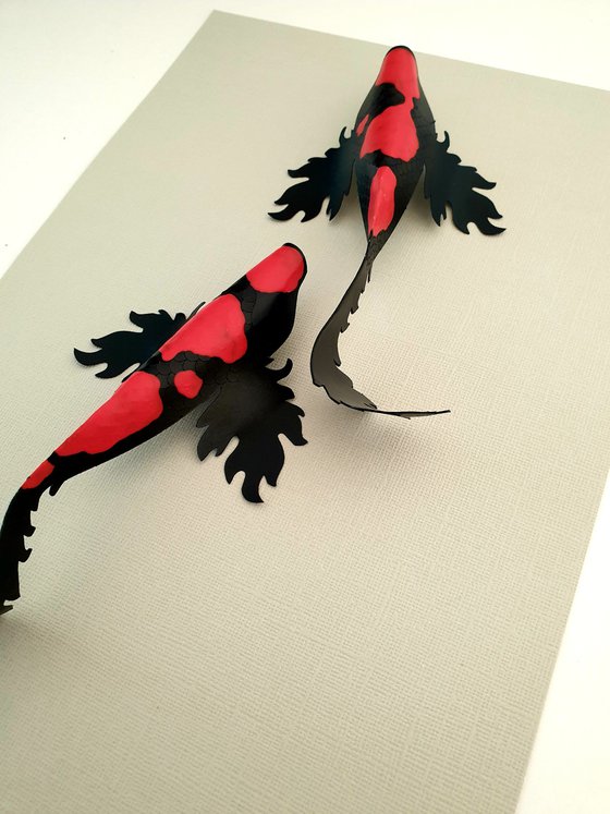 2 Black Fantasy Koi with red markings