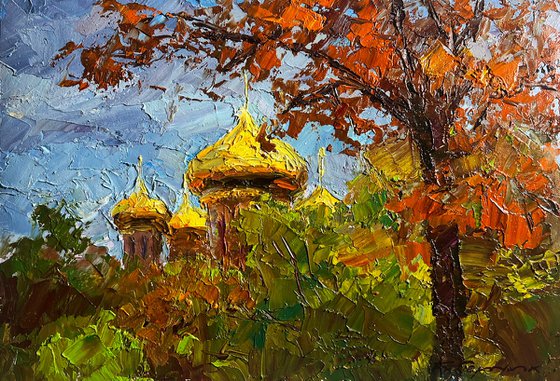 Golden Domes Behind the Trees