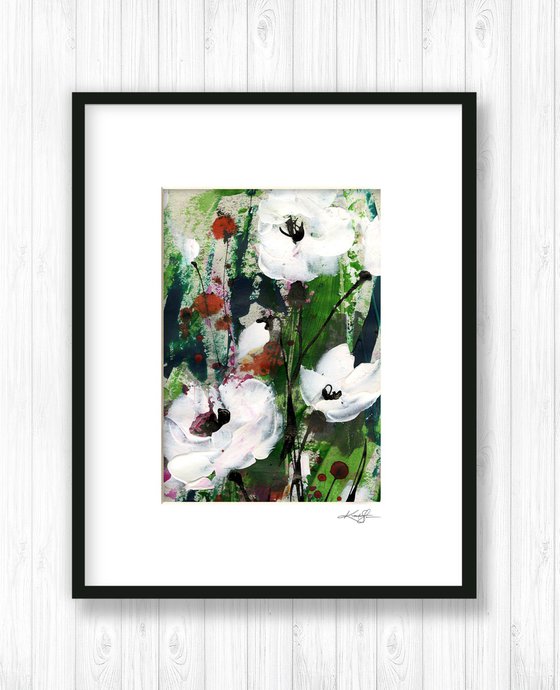 Abstract Floral Collection 3 - 3 Flower Paintings in mats by Kathy Morton Stanion