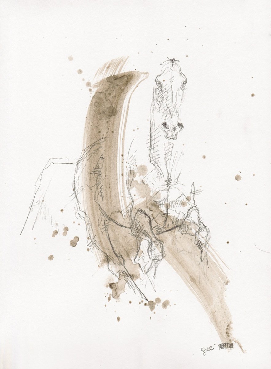 Expressive Animal Painting By Benedicte Gele, 8 X 12, Equine Nude 277, Original Artwork