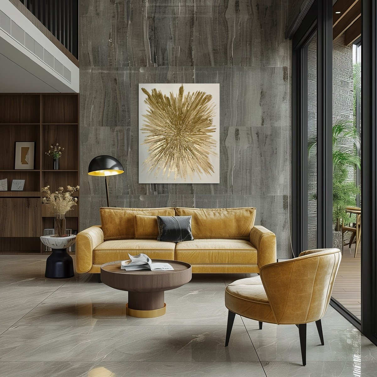 Abstract Acrylic Painting By Exclusive Arts, 31 X 39, White Star Gold Abstract, Original Artwork