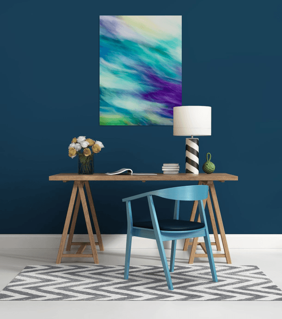 Fluidity in Turquoise and Violet - Metal Print Limited Edition