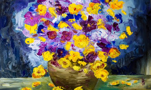 VIOLET AND YELLOW FLOWERS by Liubov Kuptsova