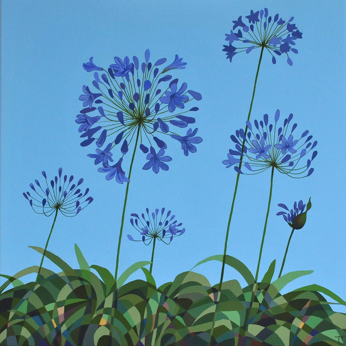 Impressionistic Landscape Acrylic Painting By Theresa Shaw, 21 X 21", Standing Tall, Original Artwork