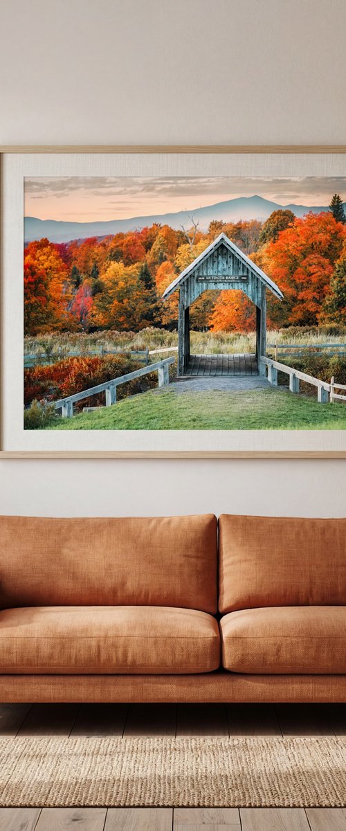 A.M. Foster Bridge in Autumn, 43 x 29 by Francois de Melogue