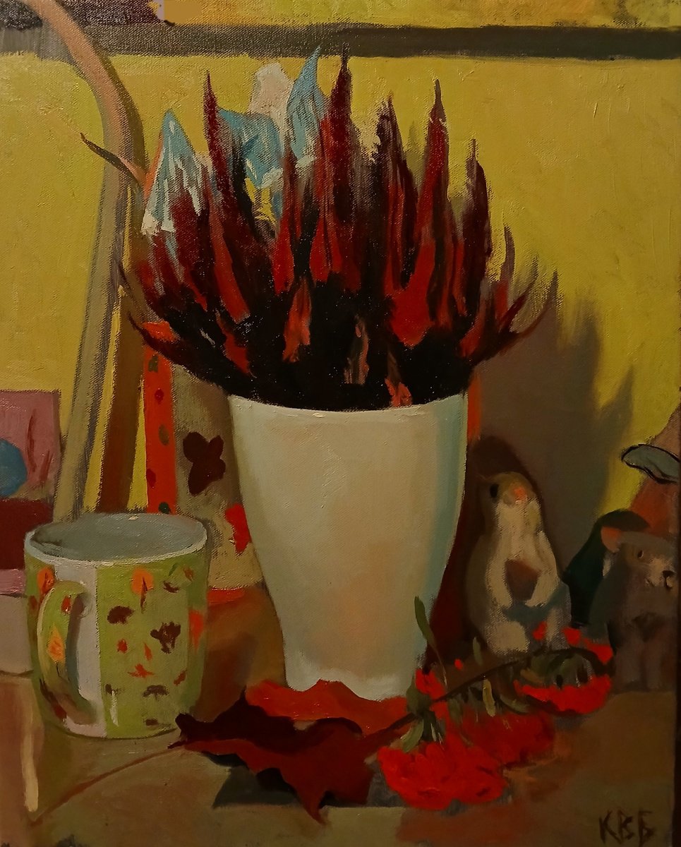 Impressionistic Still Life Oil Painting By Vasyl Koval, 16 X 20", Autumn Notes, Original Artwork