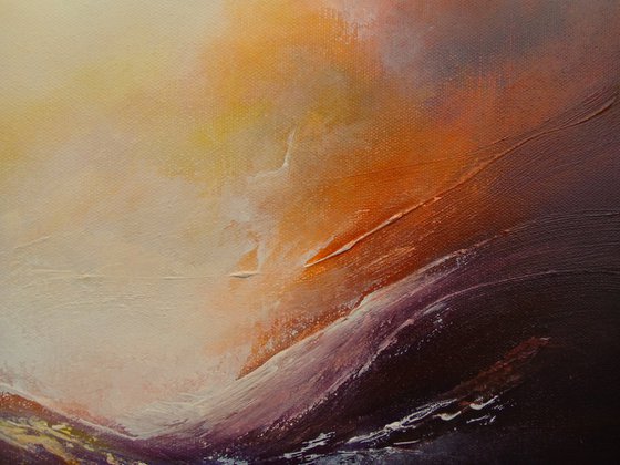 FIRE IN THE SKIES (Abstract seascape/landscape original oil painting)