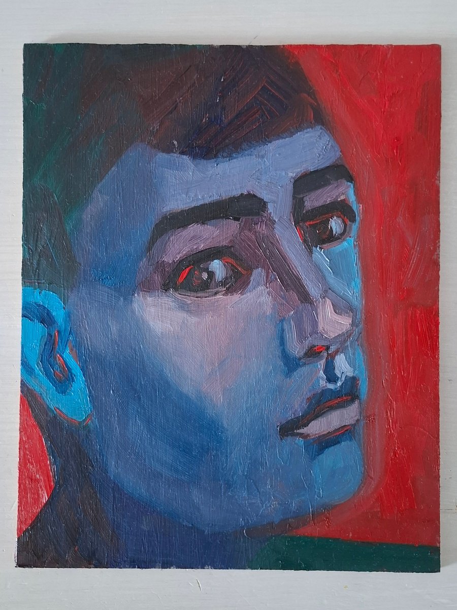 Impressionistic Portrait Oil Painting By Olena Kolotova, 8 X 10", A Face Of Boy, Original Artwork