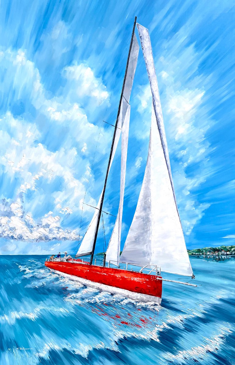 Sailboat 140 x 90 cm FREE UK SHIPPING by Tanya Stefanovich