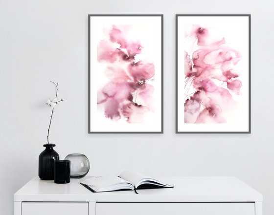 Pink abstract flowers set