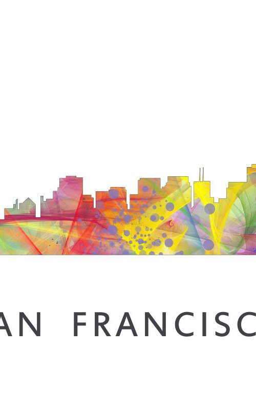 San Francisco California Skyline WB1 by Marlene Watson