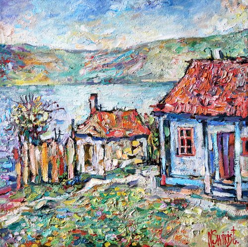 House by the river. Spring. by Nicola Ost * N.Swiristuhin