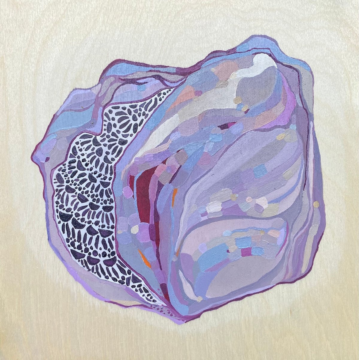 Organic Abstract Oil Painting By Anna Bergin, 8 X 8, Strung Bouquet 1, Original Artwork