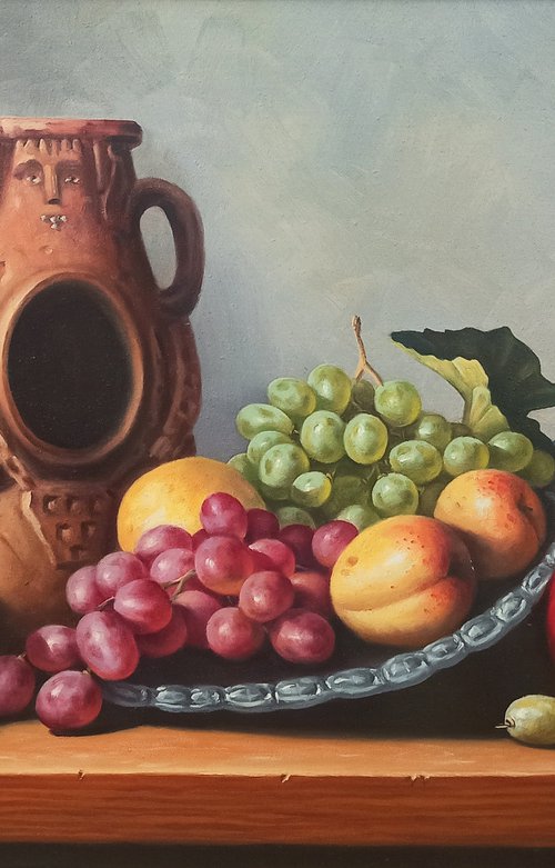 Still life with colorful fruits (40x60cm, oil painting, ready to hang) by Tamar Nazaryan