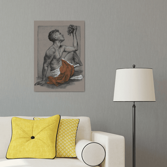 Male Nude, nudity art, bedroom art, nude man drawing