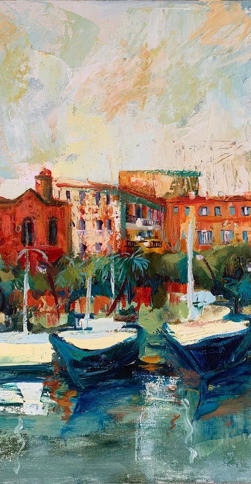 Cityscape with boats by Olga Pascari