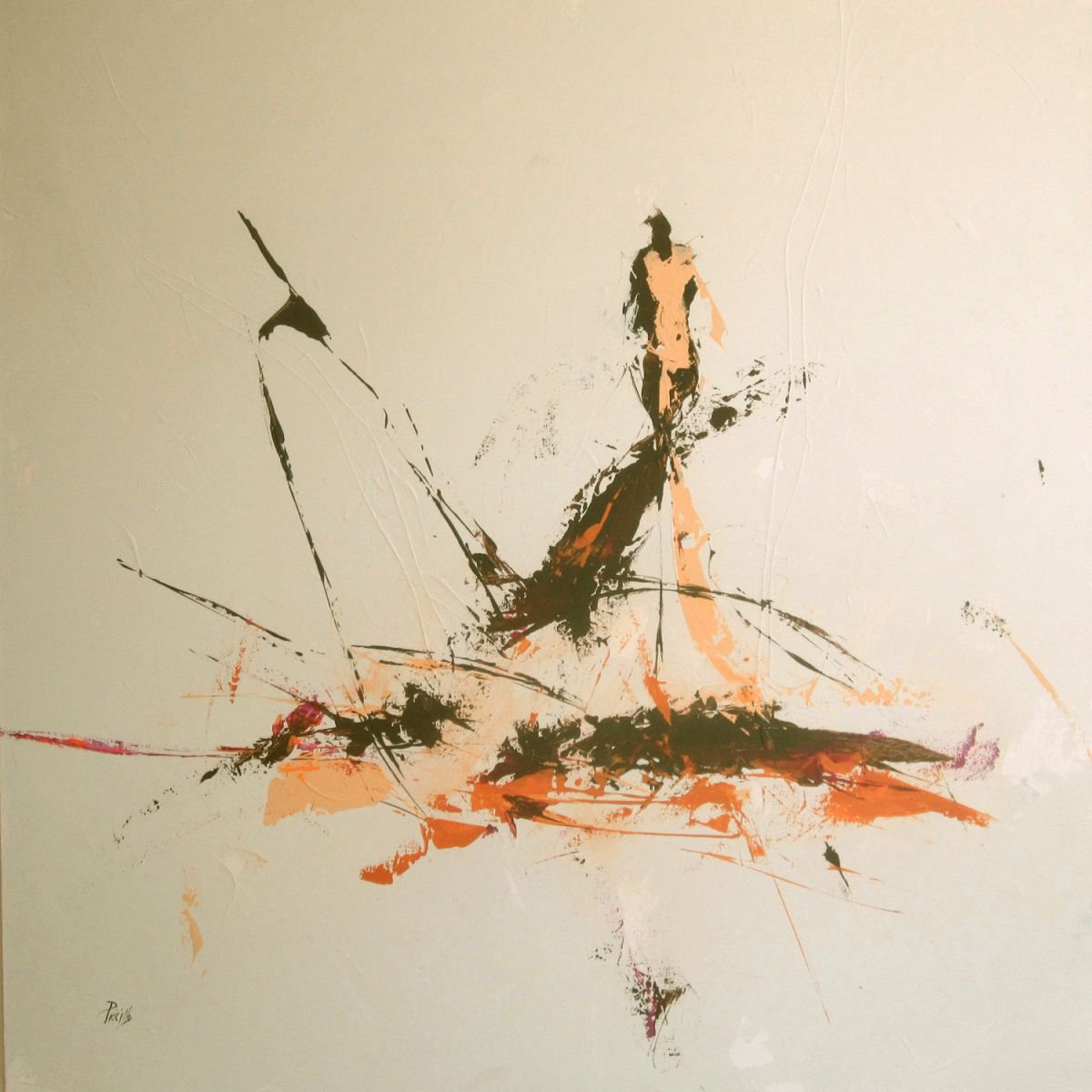 Organic Abstract Acrylic Painting By Joseph Piccillo, 36 X 36, Cyclist, Original Artwork