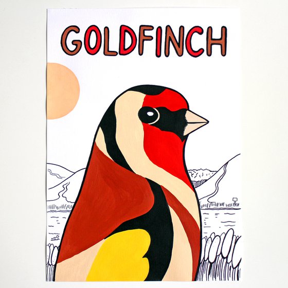 Goldfinch Bird Painting on Unframed A3 Paper