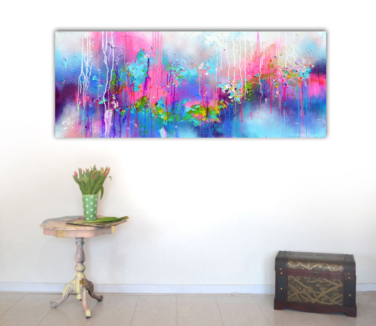 Organic Abstract Acrylic Painting By Soos Roxana Gabriela, 59 X 24", Fresh Moods 53, Original Artwork