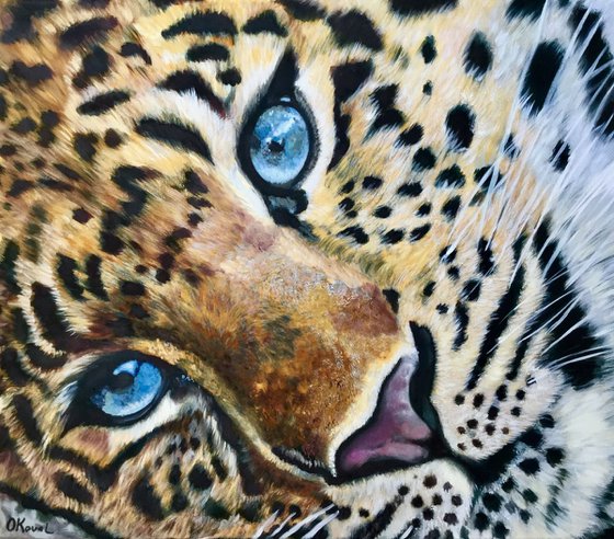 LEOPARD. Blue eyes . Modern wall decor. LARGE SIZE