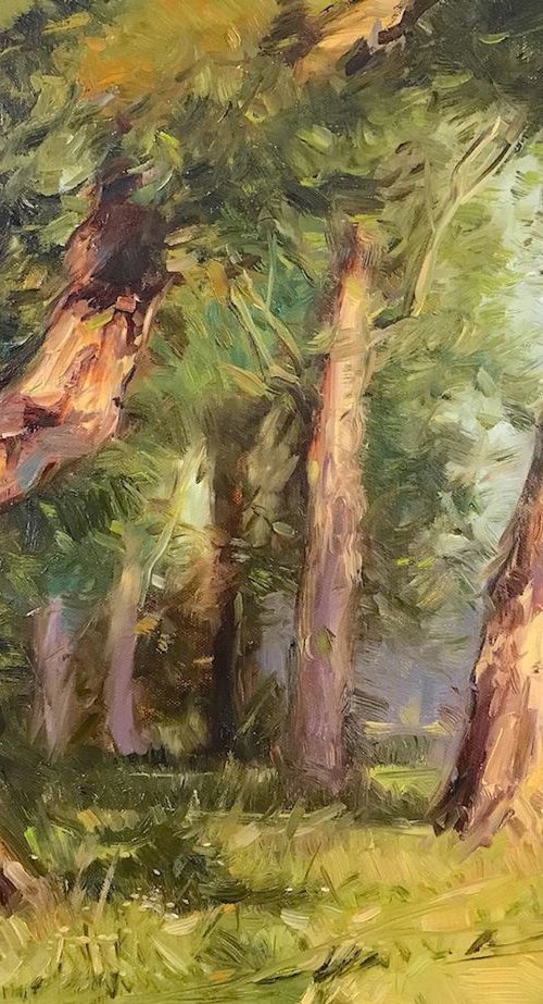 Oak Trees, Landscape, Original oil painting, One of a kind Signed by Vahe Yeremyan