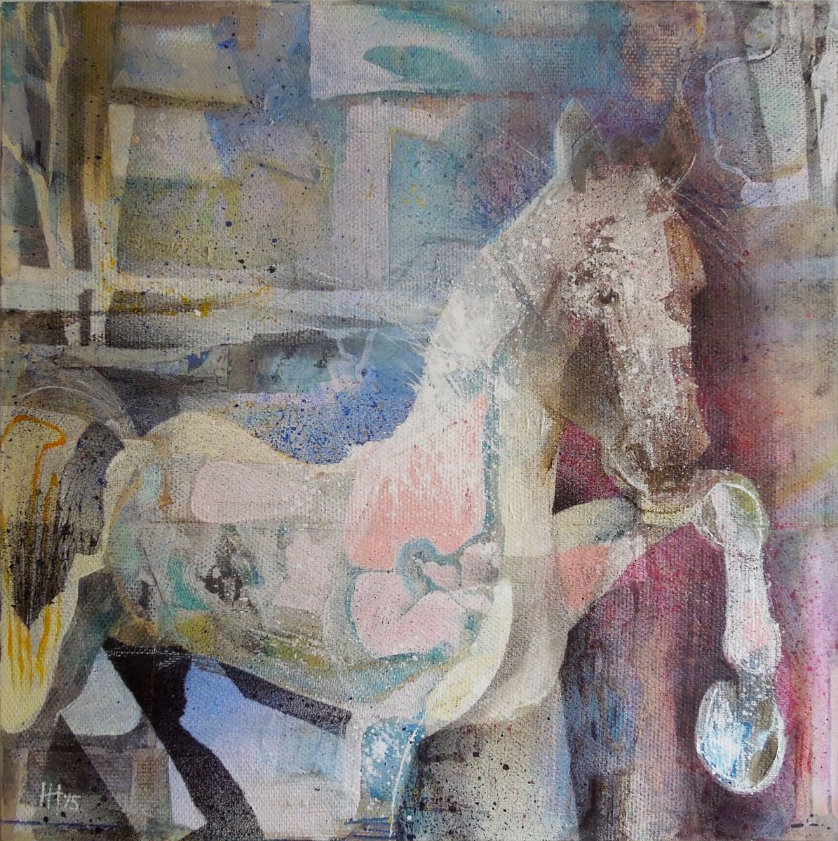 Expressive Animal Painting By Hilde Hoekstra, 43 X 43, Forward!, Original Artwork