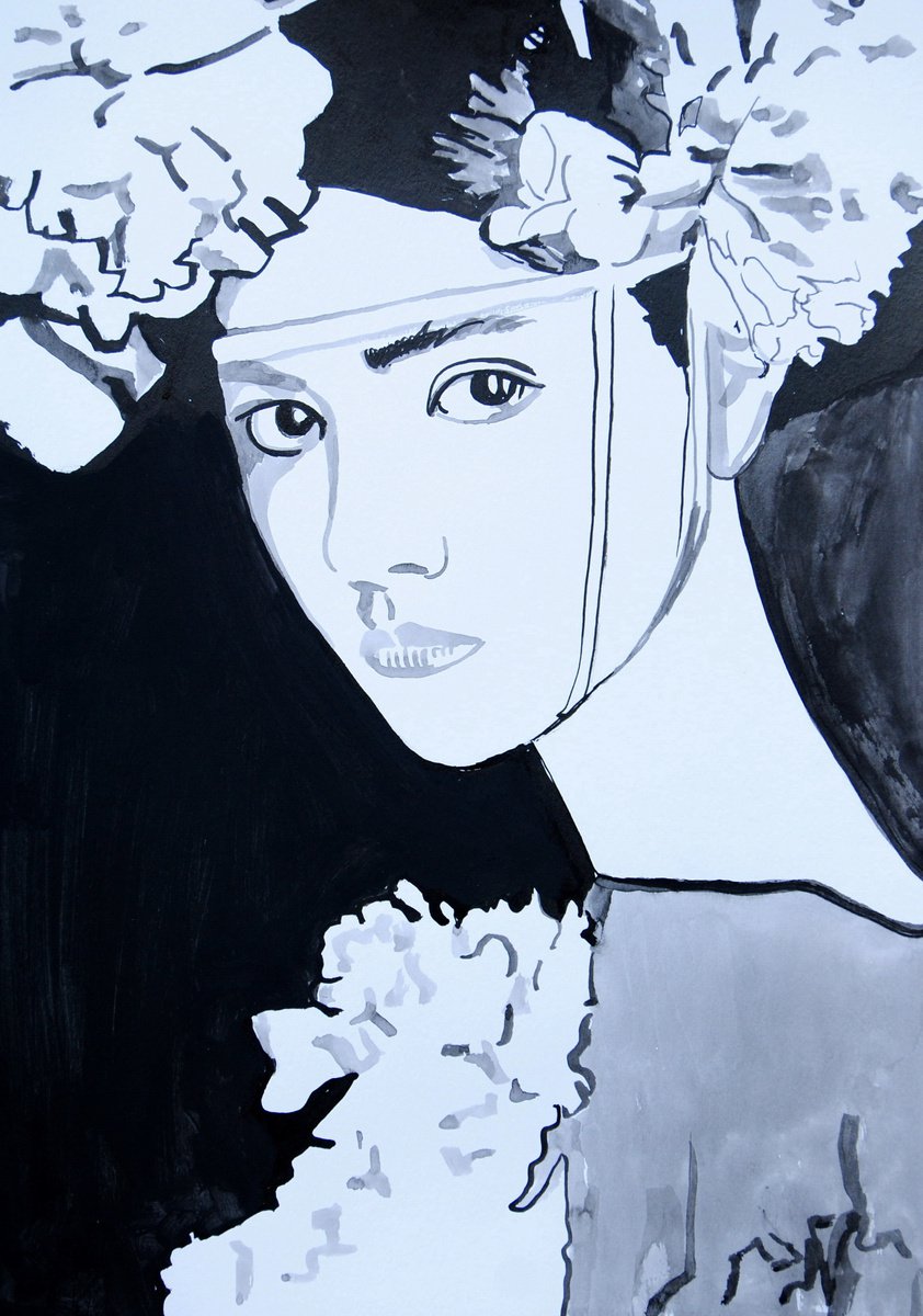 Portrait of  young woman / 42 x 29.7 cm by Alexandra Djokic
