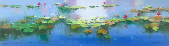 Waterlilies, Original oil Painting, Handmade artwork, One of a Kind