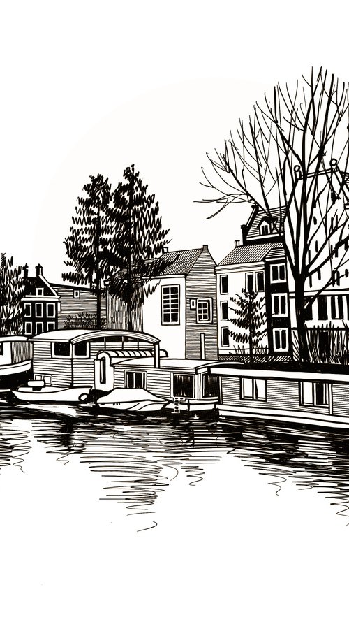 Houses on water of Amsterdam. by Tatiana Alekseeva