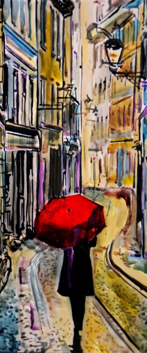 Rainy days  / 49.5 X 35 cm by Alexandra Djokic